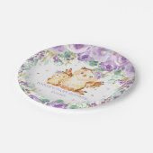 Chique Paarse Floral Uil Baby shower Meisje Papieren Bordje (Gekanteld)