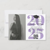 chique paarse foto afstudeerfeest 2026 qr code kaart (Voorkant)
