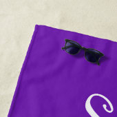 Chique Paarse Gepersonaliseerde Naam Handgeschreve Strandlaken (In situ)