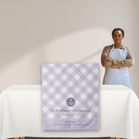 Chique Paarse Geruite Bakkerij Logo Evenementen Ta Wandkleed