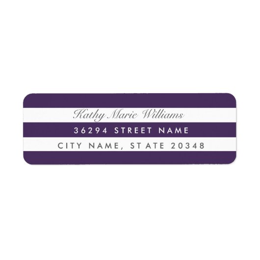 Chique Paarse gestreepte Adresetiketten Etiket (Voorkant)