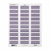 Chique Paarse gestreepte Adresetiketten Etiket (Full Sheet)