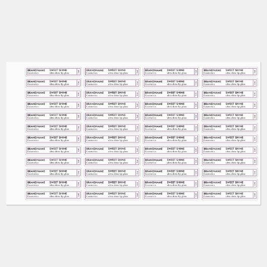 Chique Paarse Glitter Border Lip Tint Gloss Produc Labels (Vel)