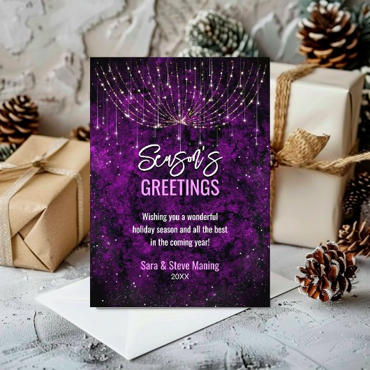 Chique paarse glitter kerstverlichting nieuw jaar