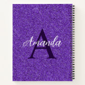 Chique Paarse Glitter Monogram Naam Notitieboek (Achterkant)