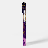 Chique paarse gouden faux glitter marmering monogr Case-Mate iPhone case (Achterkant / Links)