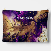 Chique paarse gouden faux glitter marmering monogr etui (Voorkant)