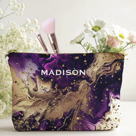 Chique paarse gouden faux glitter marmering monogr etui