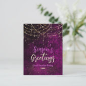 Chique paarse gouden vakantie lichten Kerstmis nie Briefkaart (Staand voorkant)