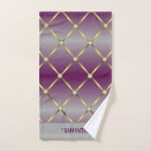 Chique Paarse grijs en gouden mesh geometrisch Bad Handdoek (Handdoek)