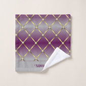 Chique Paarse grijs en gouden mesh geometrisch Bad Handdoek (Wasdoekje)