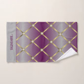 Chique Paarse grijs en gouden mesh geometrisch Bad Handdoek (Handdoek)