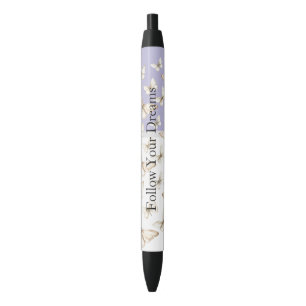 Chique Paarse Lavendel Luchten & Vlinders  Zwarte Inkt Pen