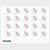 Chique Paarse Lavendel Roze Violet Bloemen Bruilof Ronde Sticker (Vel)