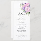 Chique Paarse Lavendel Roze Violette Bloemige Brui Menu (Voorkant / Achterkant)