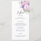 Chique Paarse Lavendel Roze Violette Bloemige Brui Menu (Voorkant)