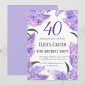 Chique Paarse Lila 40e veertig elegante verjaardag Kaart (Voorkant / Achterkant)