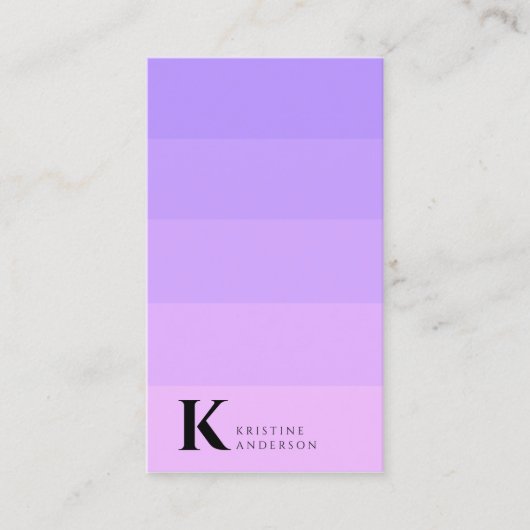 Chique Paarse Lila Ombre Classic Monogram QR-code Visitekaartje (Voorkant)
