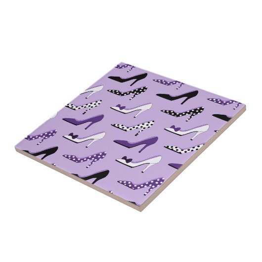 Chique Paarse mode hakken Tegeltje (Zijkant)