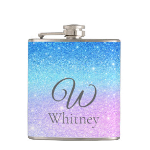 Chique Paarse Ombre Blauwe Glitter Moderne Heupfles
