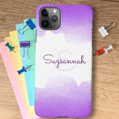 Chique Paarse Ombre Naam Letter Monogram iPhone Ho 15 Case