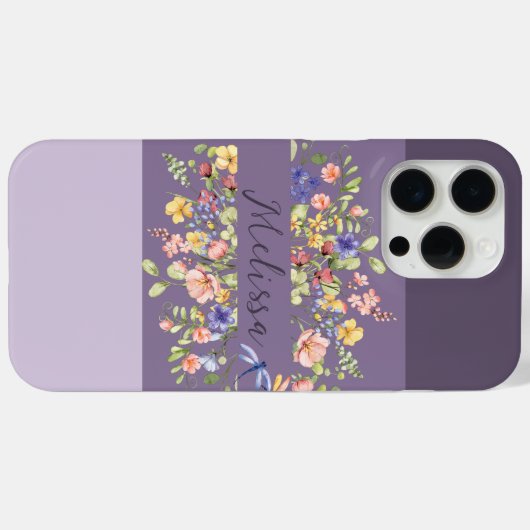 Chique Paarse palet bloeit wilde bloemen Case-Mate iPhone Case (Achterkant (horizontaal))