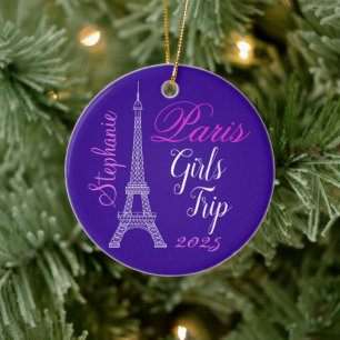 Chique Paarse Paris Eiffeltoren Meisjes Trip Keramisch Ornament