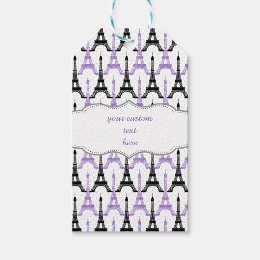 Chique Paarse Paris Eiffeltoren Party Gift Labels Cadeaulabel (Voorkant)