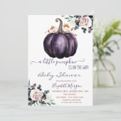 Chique Paarse pompoenbloemen, gestippeld Baby show Kaart (Staand voorkant)