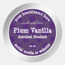 Chique Paarse Product Verpakkingslabels Zilver Lij Ronde Sticker