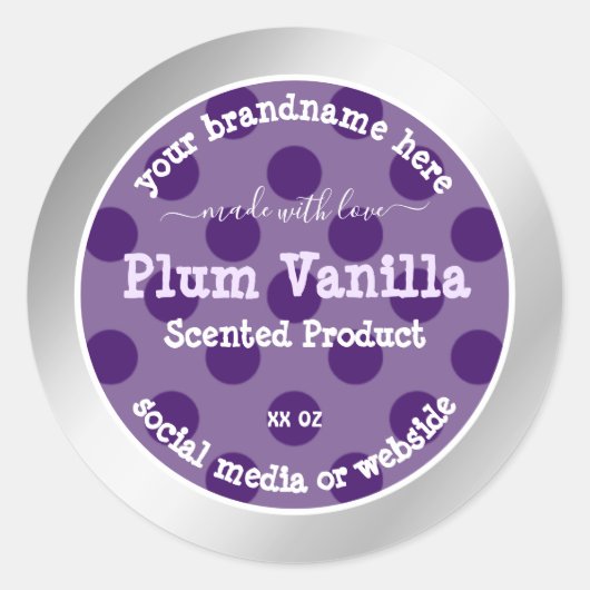 Chique Paarse Product Verpakkingslabels Zilver Lij Ronde Sticker (Voorkant)