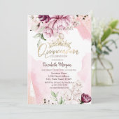 Chique Paarse Rozen Kroon Quinceañera Kaart (Staand voorkant)