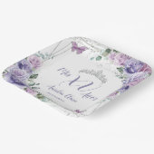 Chique paarse seringen bloemen vlinders Quinceañer Papieren Bordje (Gebogen)