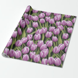 Chique Paarse tulp groen tuin Cadeaupapier