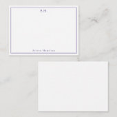 Chique Paarse Violet 2 Monogram Naam Minimale Rand Notitiekaartje (Voorkant / Achterkant)