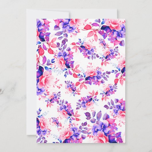 Chique Paarse Waterverf Bloemen 40e Verjaardag Kaart (Achterkant)