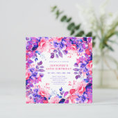 Chique Paarse Waterverf Bloemen 60e Verjaardag Kaart (Staand voorkant)