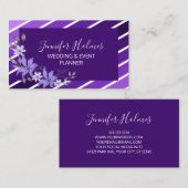 Chique Paarse witte strepen Bloem Visitekaartje (Voorkant / Achterkant)
