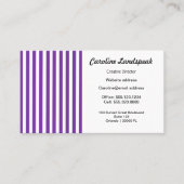 Chique Paarse & witte strepen Visitekaartje (Voorkant)