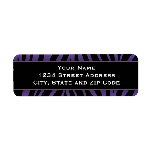 Chique Paarse zebrastrepen retouradreslabels Etiket (Voorkant)