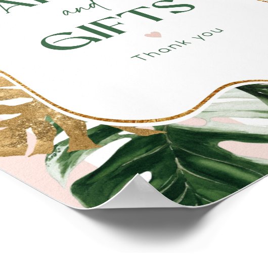 Chique palmroze strepen bruids Kaarten en geschenk Poster (Hoek)