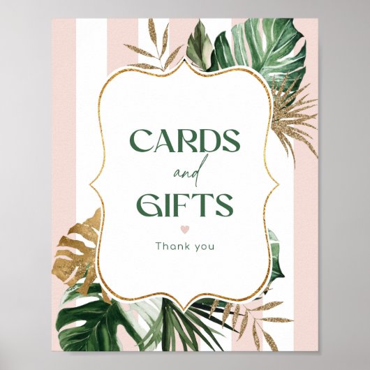 Chique palmroze strepen bruids Kaarten en geschenk Poster (Voorkant)