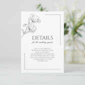 Chique papaver bloem minimalistische bruiloft informatiekaartje (Staand voorkant)