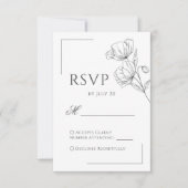 Chique papaver bloem minimalistische bruiloft RSVP (Voorkant)