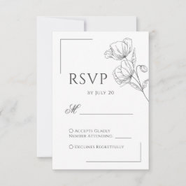 Chique papaver bloem minimalistische bruiloft RSVP