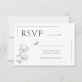 Chique papaver bloem minimalistische bruiloft RSVP kaartje (Voorkant)