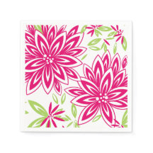 CHIQUE PAPIEREN SERVET_MOOIE HETE ROZE/GROENE BLOE