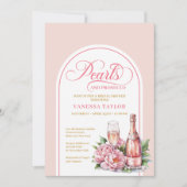 Chique Parels en Prosecco Bruidsfeest Kaart (Voorkant)