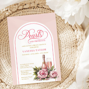 Chique Parels en Prosecco Bruidsfeest Template Kaart