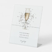Chique Parels en Prosecco Champagne Mimosa Bar Tek Reclamebord Met Voetstuk (Voorkant)